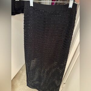 NWT! All Saints Black Rosale Midi Skirt; Size 0